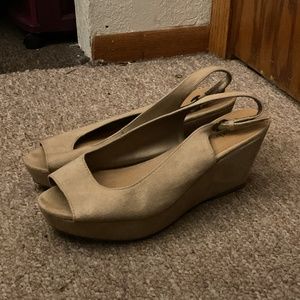 tan suede wedge heels